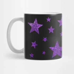 Purple Faux Glitter Stars Mug